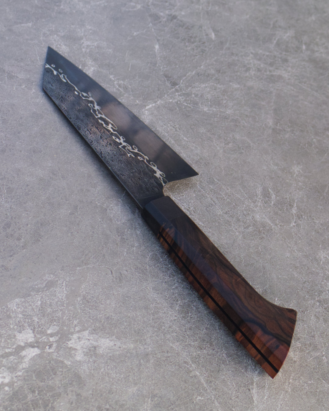 6.75" / 170mm Bunka Damascus Cu Mai Apex Ultra Mun Ebony & Buffalo Horn