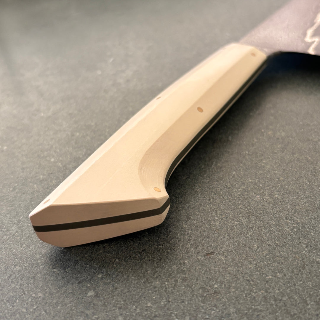 6" / 155mm Bunka Damascus San Mai 80CRV2 Ivory Paper Micarta Olive G10