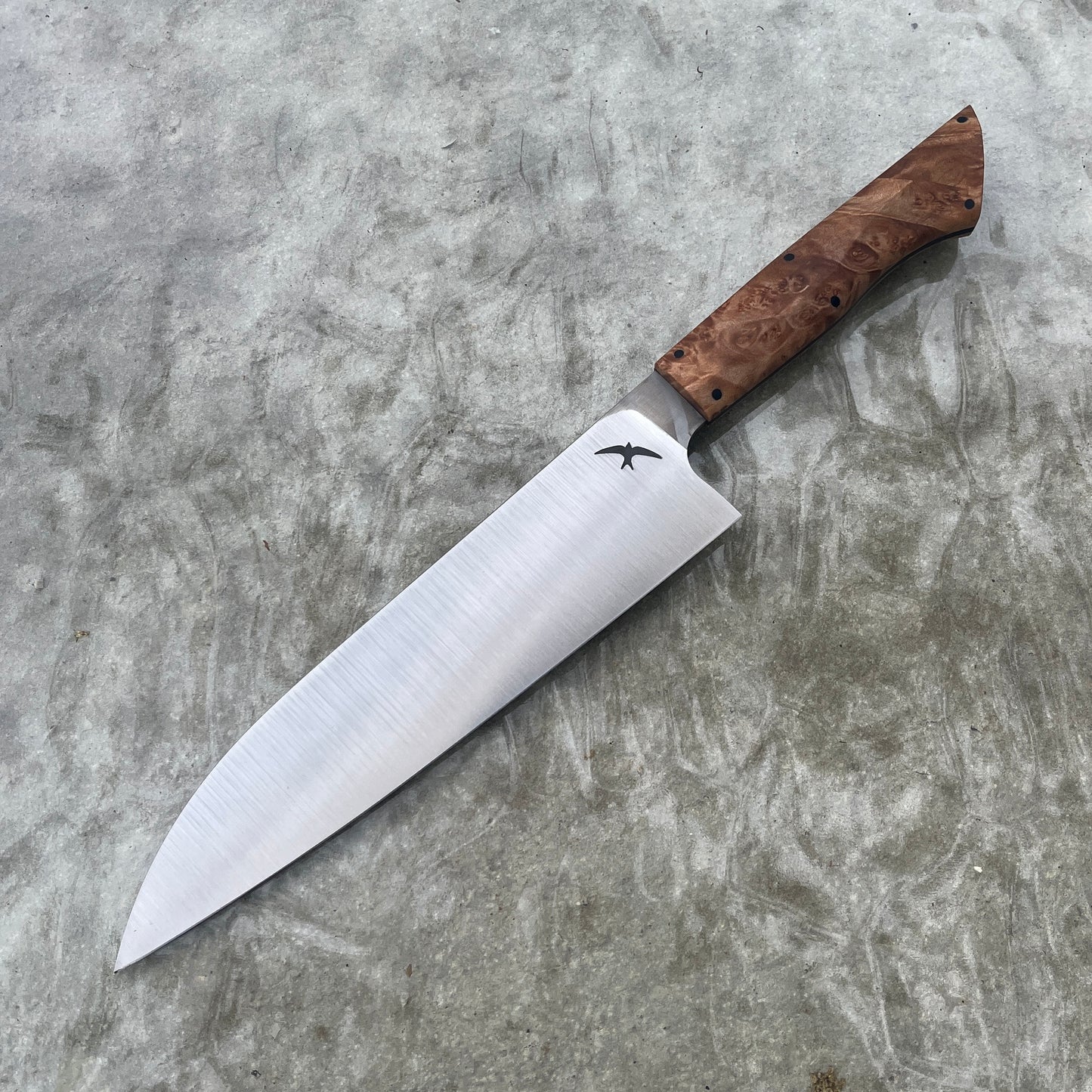 8" Gyuto CPM-20CV Maple Burl (Faceted)