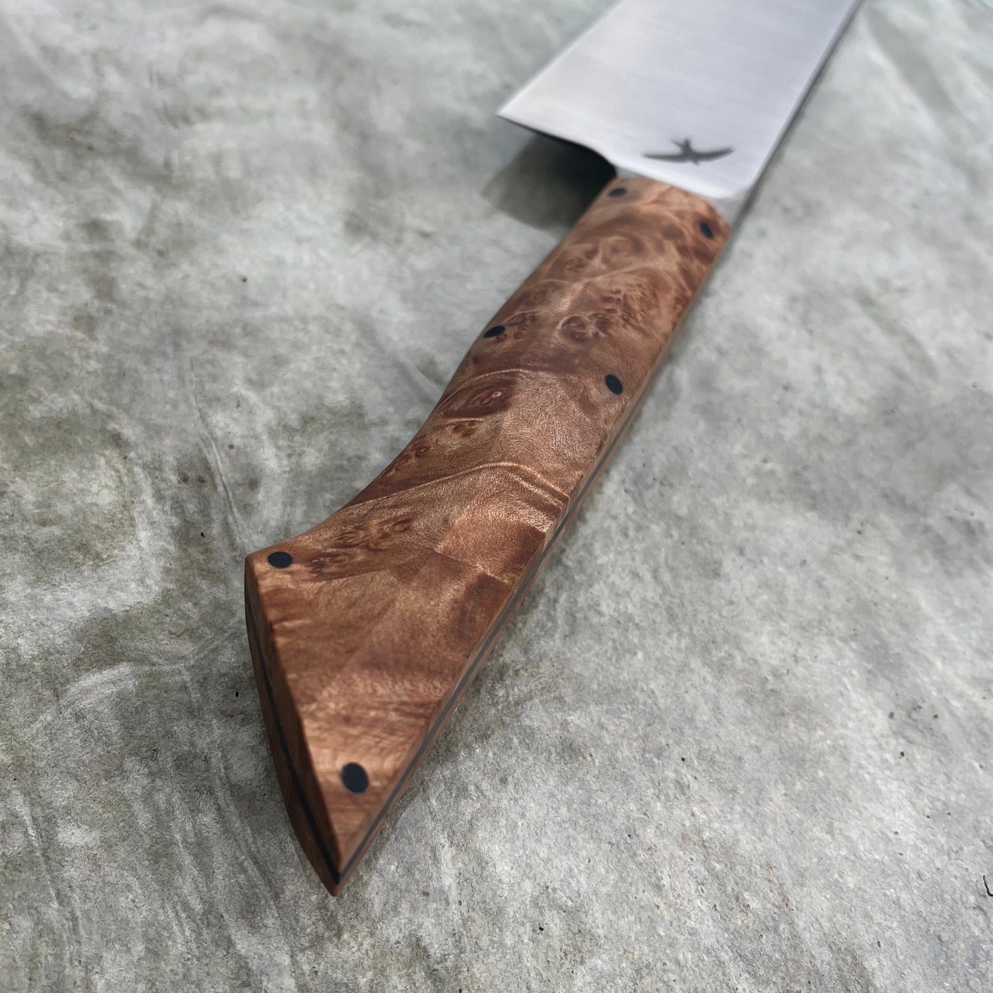 8" Gyuto CPM-20CV Maple Burl (Faceted)