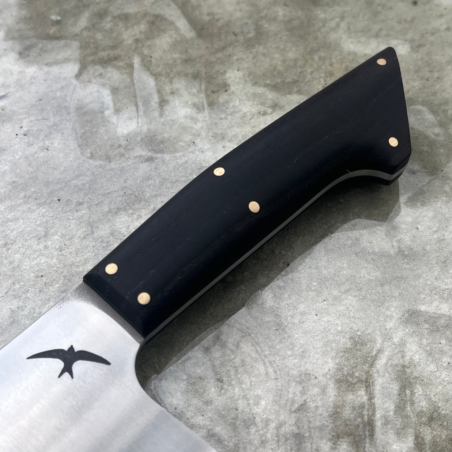 8" Gyuto AEB-L Roasted Curly Ash