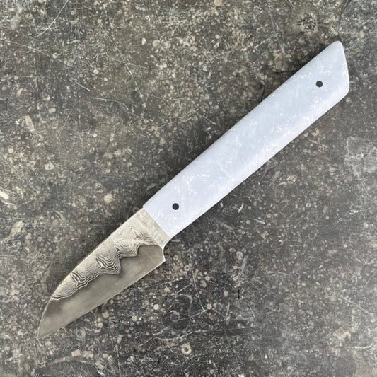 2.5" Paring Damascus San Mai Crazy Fibre Arctic Ice