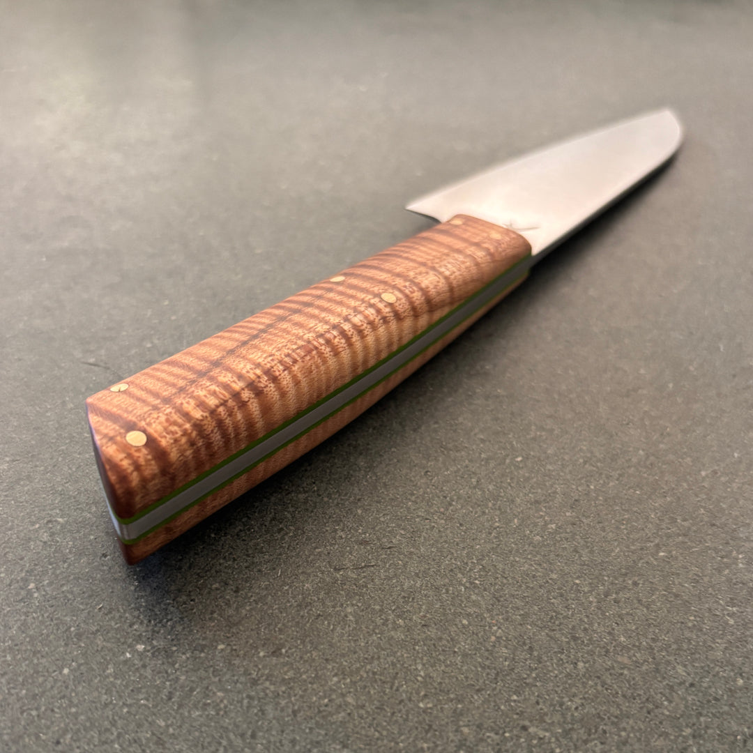 4.5" / 115mm Petty AEB-L Curly Sycamore & Green G10