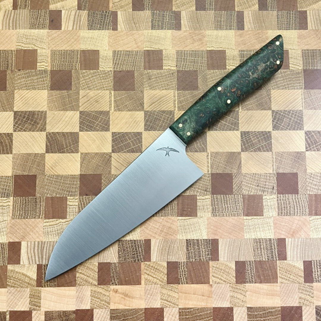 6" Santoku AEB-L Green Maple Burl