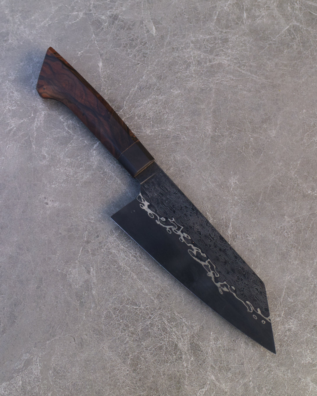 6.75" / 170mm Bunka Damascus Cu Mai Apex Ultra Mun Ebony & Buffalo Horn