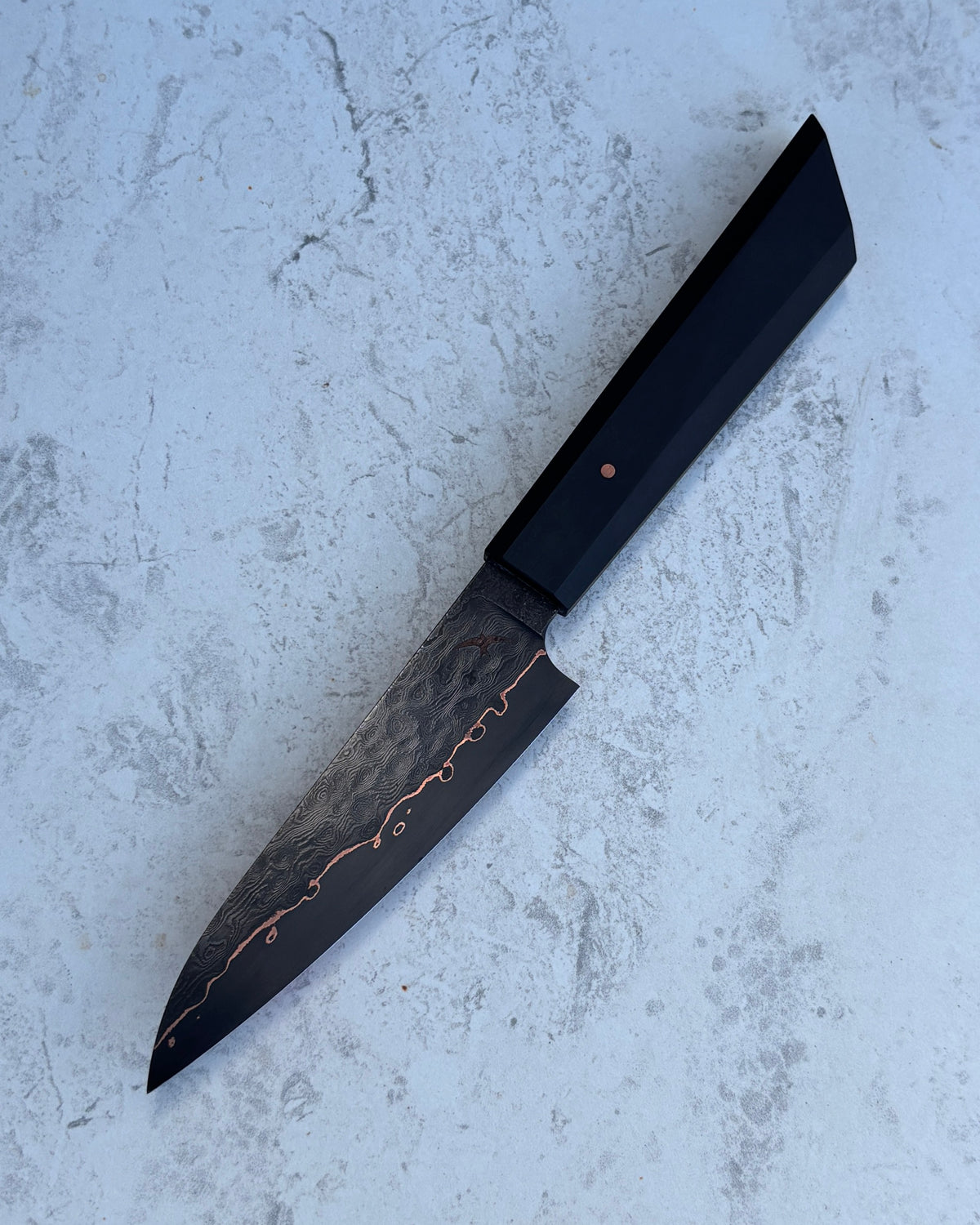 117 x 32mm Petty Damascus Cu Mai 80CRV2 Black Richlite & Snakewood