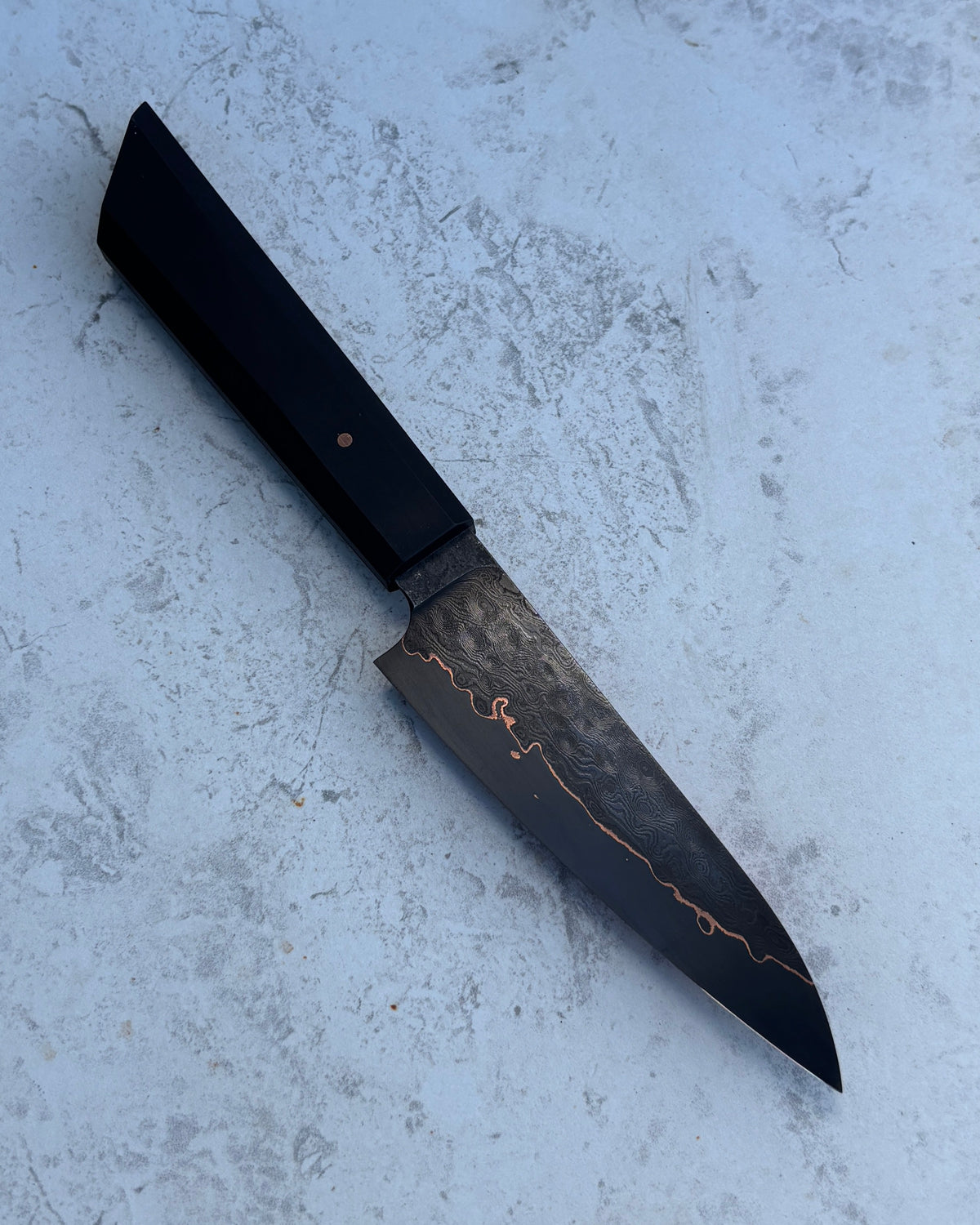 117 x 32mm Petty Damascus Cu Mai 80CRV2 Black Richlite & Snakewood