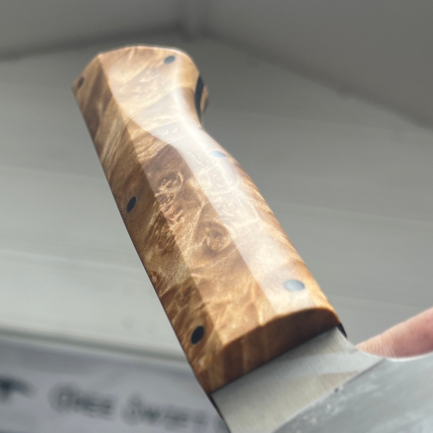 8" Gyuto CPM-20CV Maple Burl (Faceted)