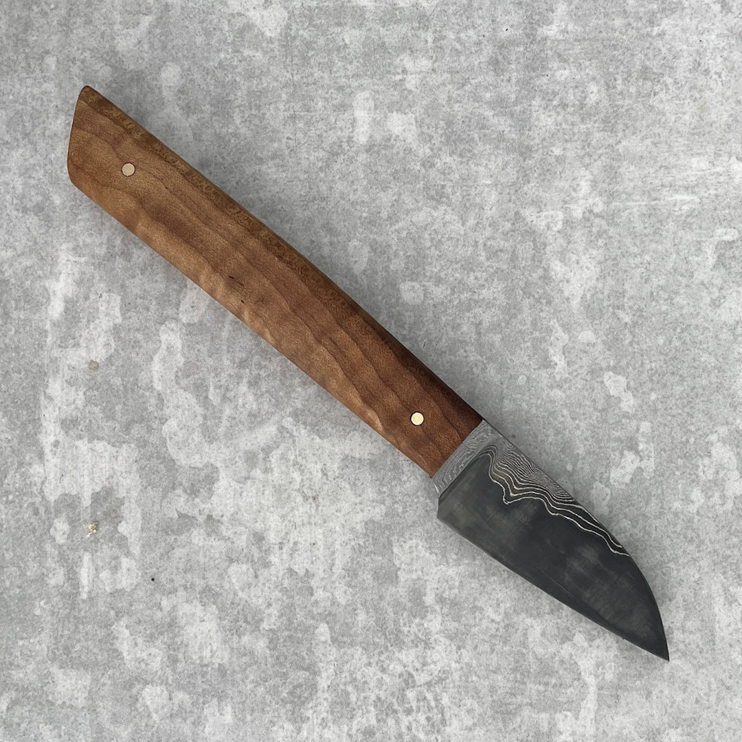 2.5" Paring Damascus San Mai Curly Maple