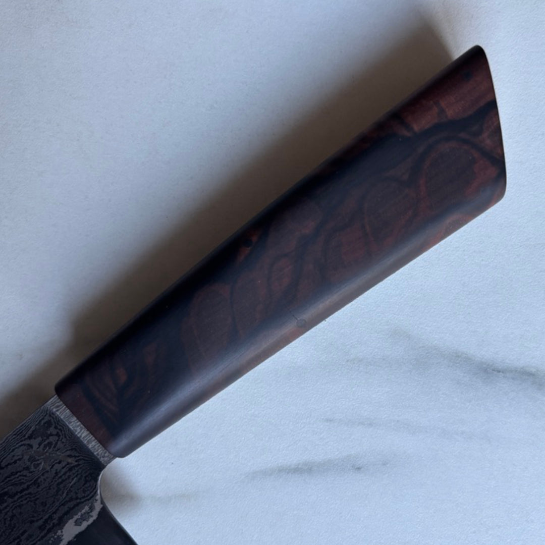 5.5" /  140mm Petty Damascus San Mai 80CRV2 Mun Ebony