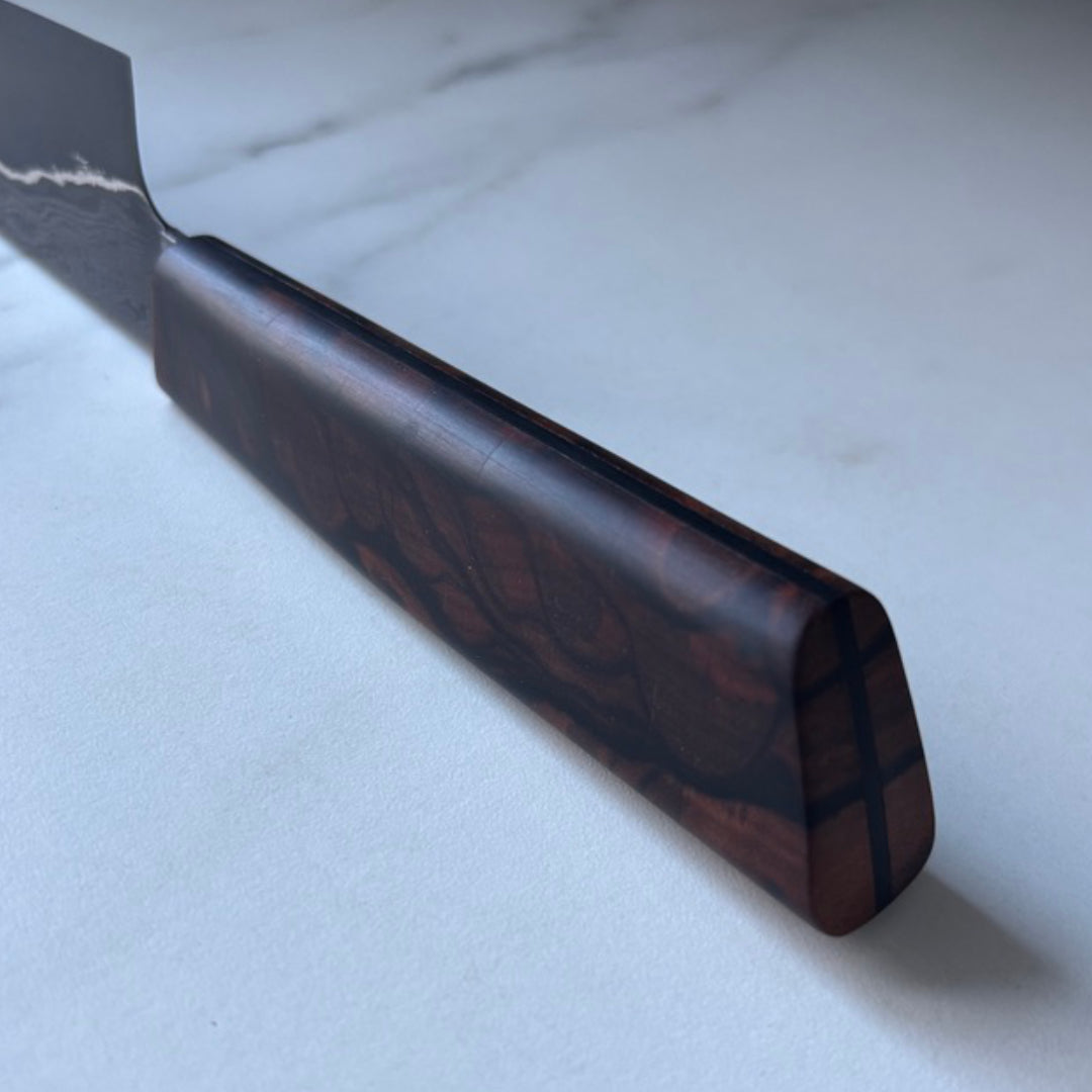 5.5" /  140mm Petty Damascus San Mai 80CRV2 Mun Ebony