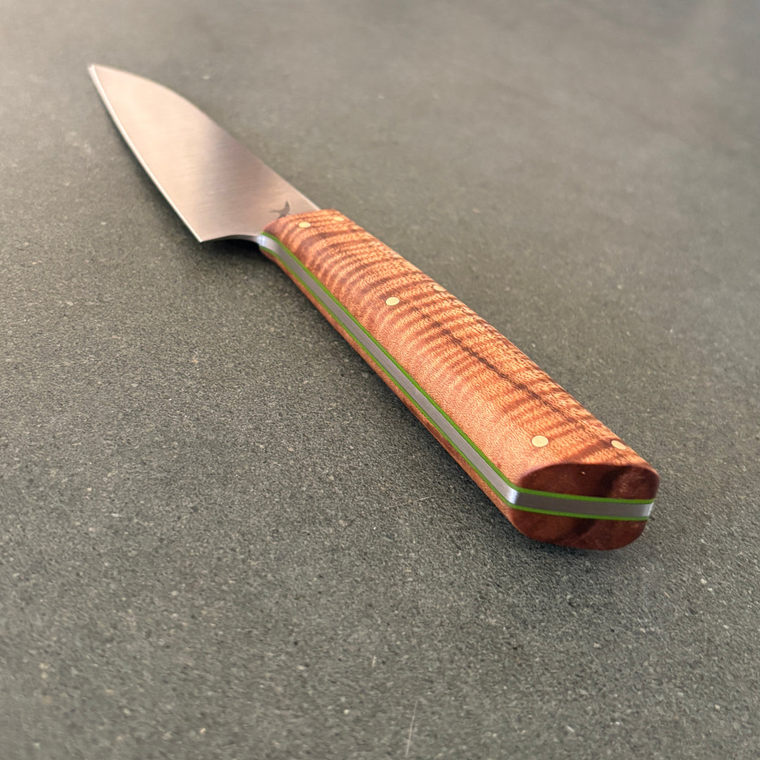 4.5" / 115mm Petty AEB-L Curly Sycamore & Green G10